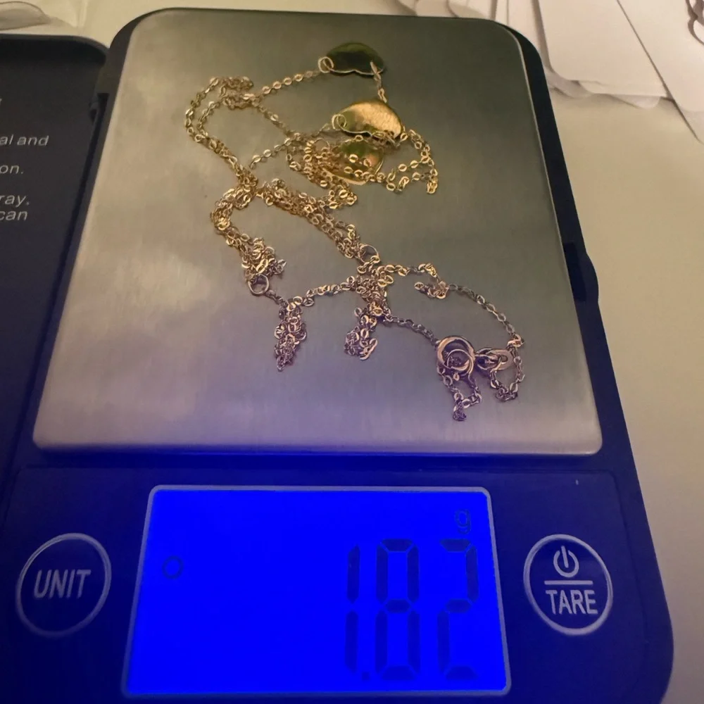 New 14k gold triple strand heart drop layer necklace - Picture 4 of 4